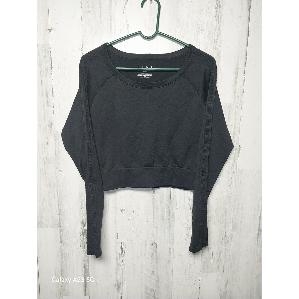 Livi Active Women's 18/20 Black Long Sleeve Crop Athletic Top